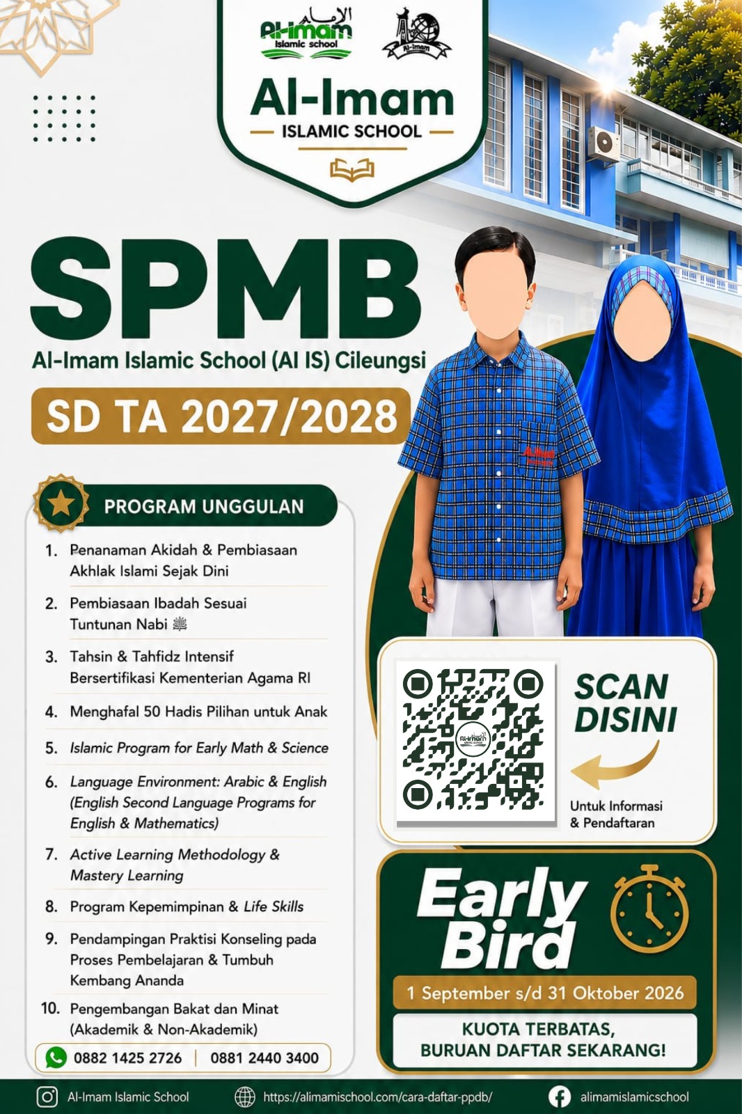 Flyer SPMB SD Al-Imam TA 2027:2028 Early Bird September -31 Oktober 2025
