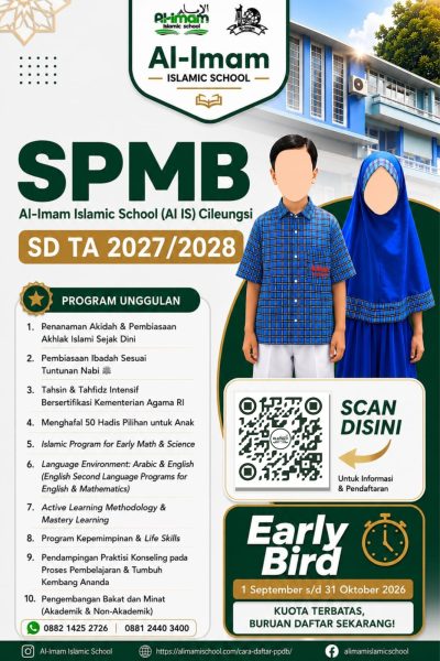 Flyer SPMB SD Al-Imam TA 2027:2028 Early Bird September -31 Oktober 2025