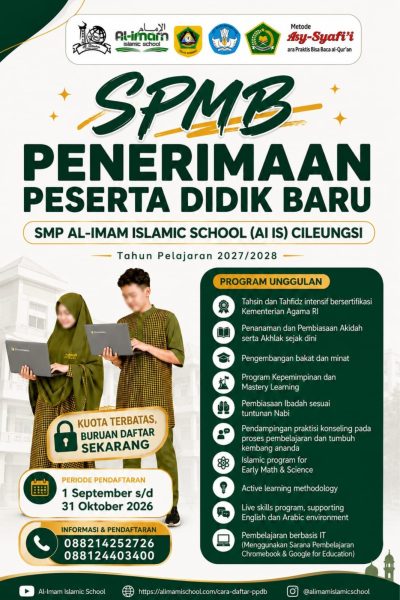 Flyer SPMB SMP Al-Imam TA 2027:2028 Early Bird September -31 Oktober 2025